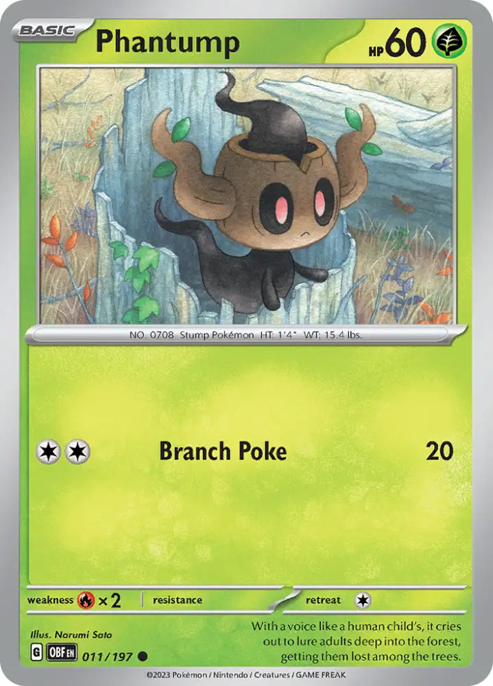 Phantump (011/197) [Scarlet & Violet: Obsidian Flames] - Pokemon Single