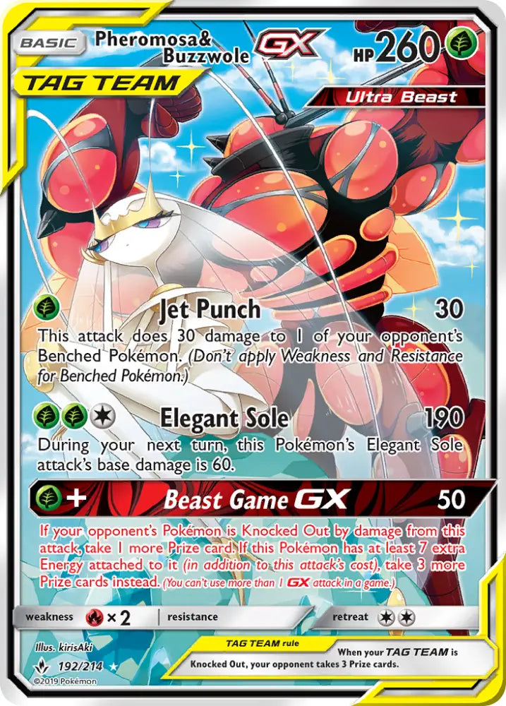 Pheromosa & Buzzwole GX (192/214) [Sun & Moon: Unbroken Bonds] - Pokemon Single