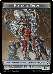 Phyrexian Golem // Faerie Double-Sided Token [Bloomburrow Commander Tokens] - MTG Single