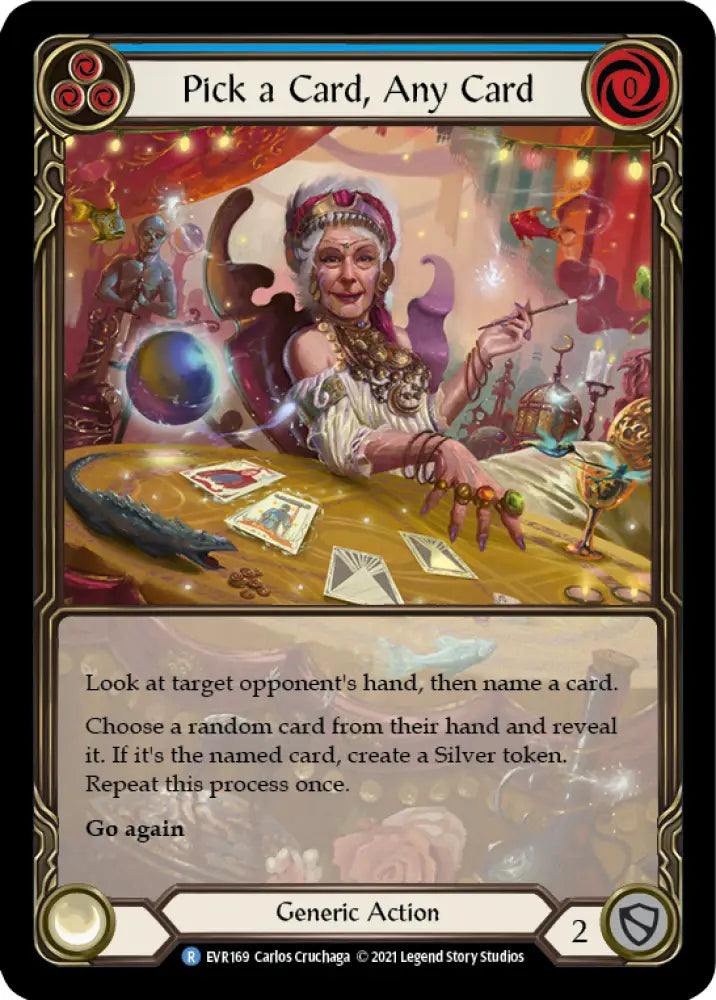 Pick a Card Any Card (Blue) [Everfest] 1st Edition Extended Art Rainbow Foil - Flesh And Blood Single