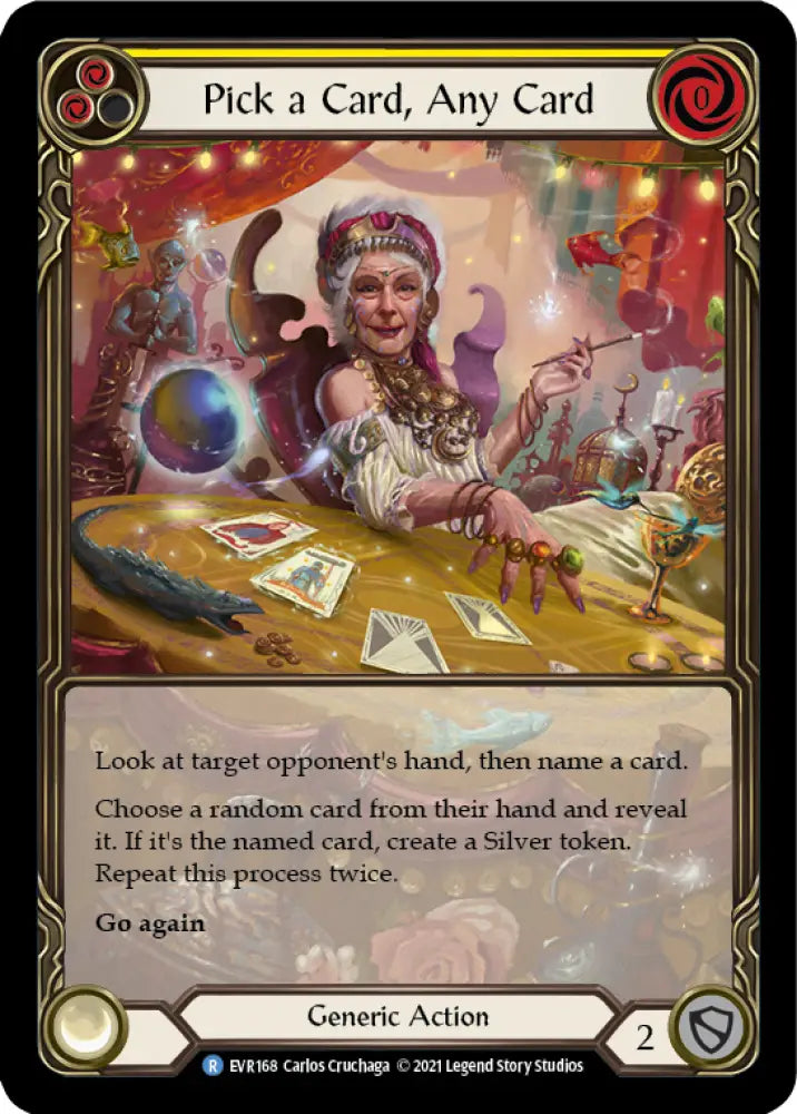 Pick a Card Any Card (Yellow) [Everfest] 1st Edition Extended Art Rainbow Foil - Flesh And Blood Single