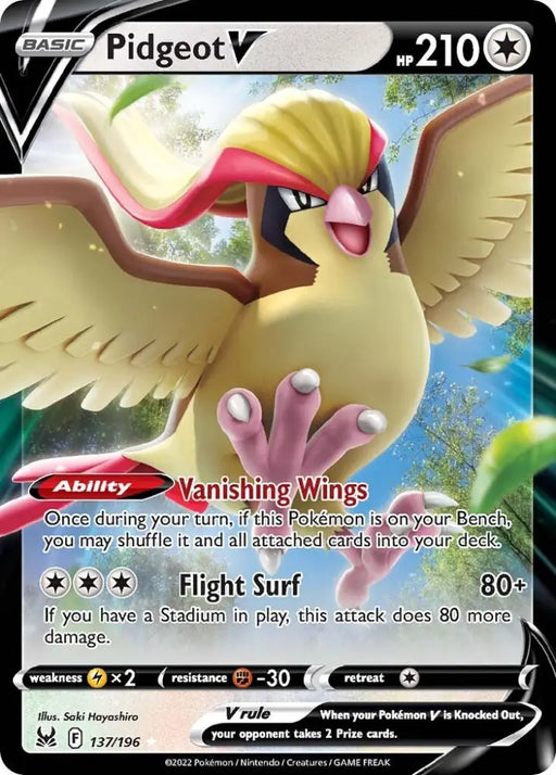 Pidgeot V (137/196) [Sword & Shield: Lost Origin] - Pokemon Single