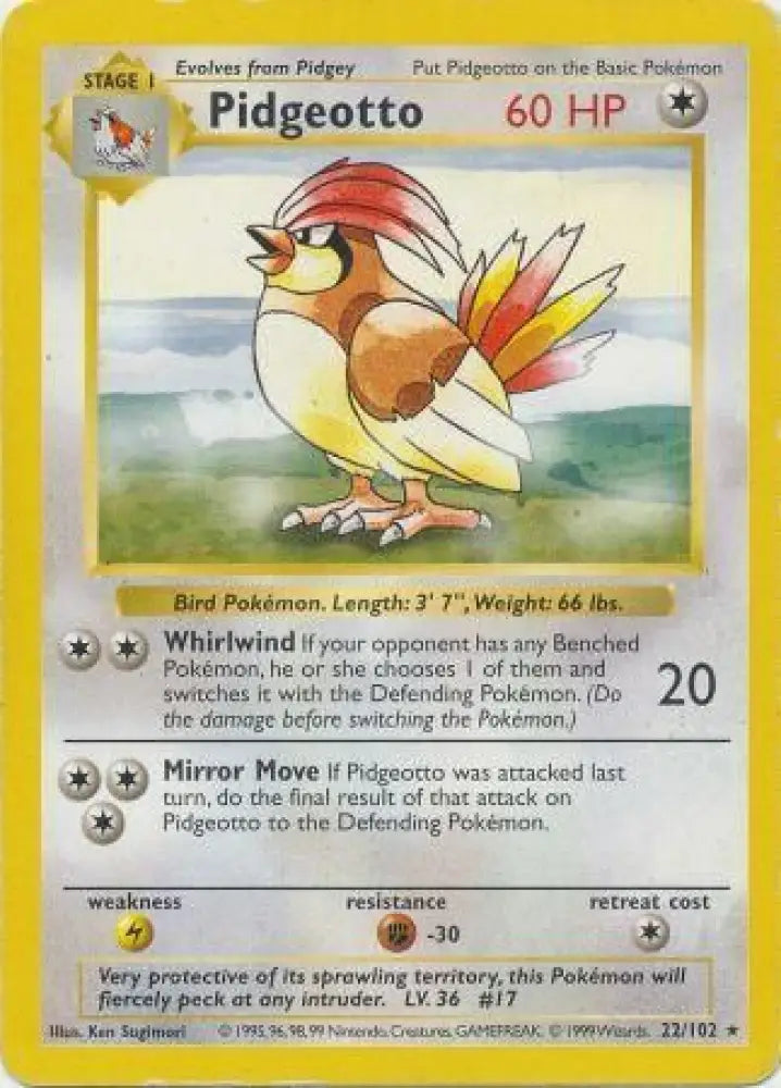 Pidgeotto (22/102) [Base Set Shadowless Unlimited] - Pokemon Single