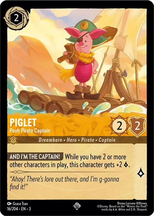 Piglet - Pooh Pirate Captain (16/204) [Into the Inklands] - Lorcana Single