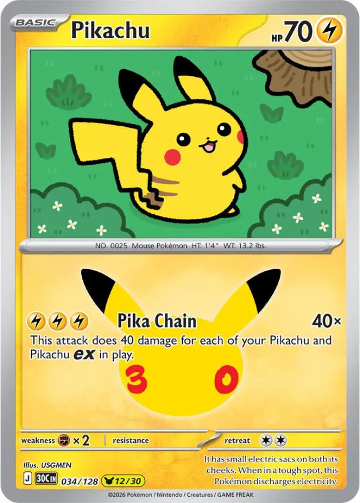 Pikachu - 034/128 [ME: 30th Celebration]