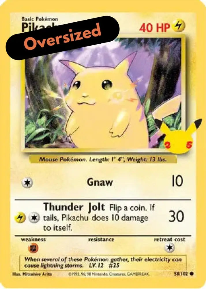 Pikachu (58/102) (25th Anniversary) (Jumbo Card) [Celebrations: 25th Anniversary] - Pokemon Single