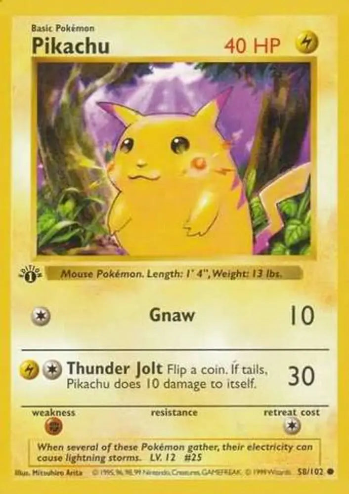 Pikachu (58/102) (Red Cheeks Misprint) [Base Set 1st Edition] - Pokemon Single