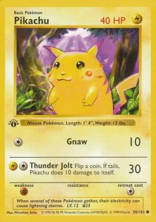 Pikachu (58/102) (Red Cheeks Misprint) [Base Set 1st Edition] - Pokemon Single