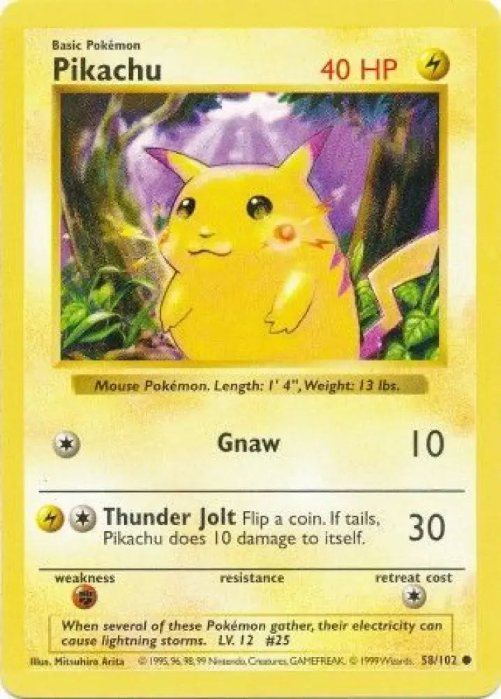 Pikachu (58/102) (Red Cheeks Misprint) [Base Set Shadowless Unlimited] - Pokemon Single
