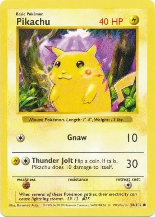 Pikachu (58/102) (Red Cheeks Misprint) [Base Set Shadowless Unlimited] - Pokemon Single