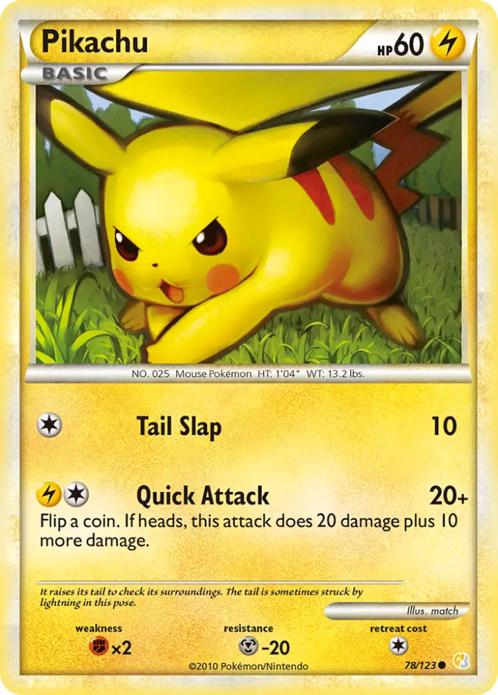 Pikachu (78/123) [HeartGold & SoulSilver: Base Set] - Pokemon Single