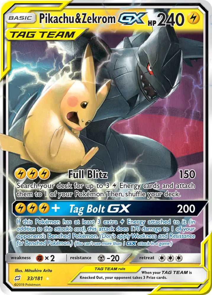 Pikachu & Zekrom GX (33/181) [Sun & Moon: Team Up] - Pokemon Single