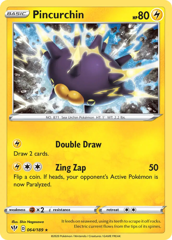 Pincurchin (064/189) [Sword & Shield: Darkness Ablaze] - Pokemon Single