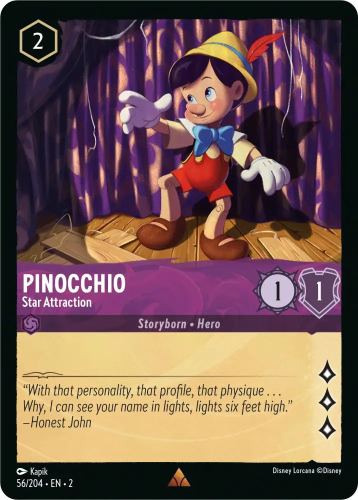 Pinocchio - Star Attraction (56/204) [Rise of the Floodborn] - Lorcana Single