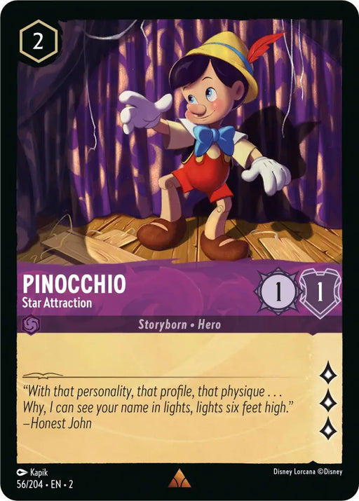 Pinocchio - Star Attraction (56/204) [Rise of the Floodborn] - Lorcana Single