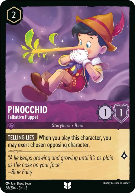 Pinocchio - Talkative Puppet (58/204) [Rise of the Floodborn] - Lorcana Single