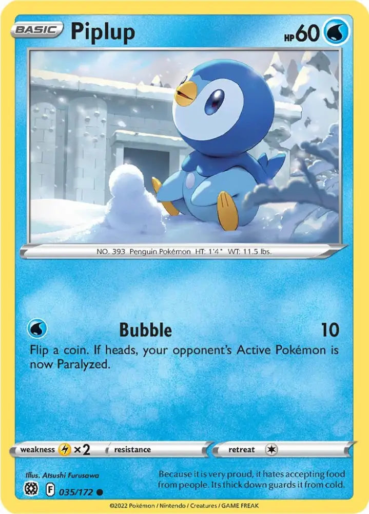 Piplup (035/172) [Sword & Shield: Brilliant Stars] - Pokemon Single