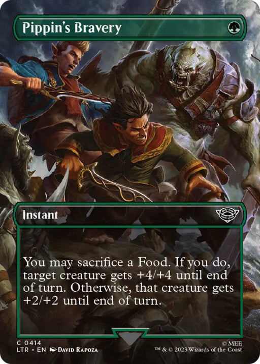Pippin’s Bravery (Borderless Alternate Art) [The Lord of the Rings: Tales of Middle-Earth] - MTG Single