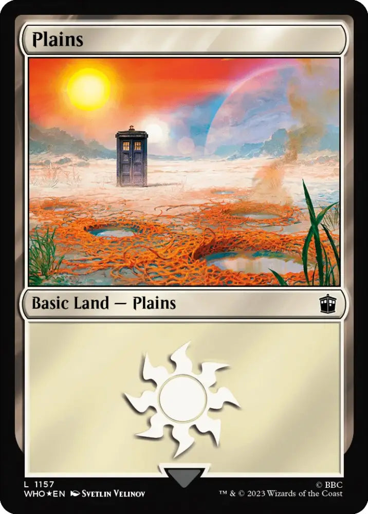 Plains (1157) (Surge Foil) [Doctor Who] - MTG Single