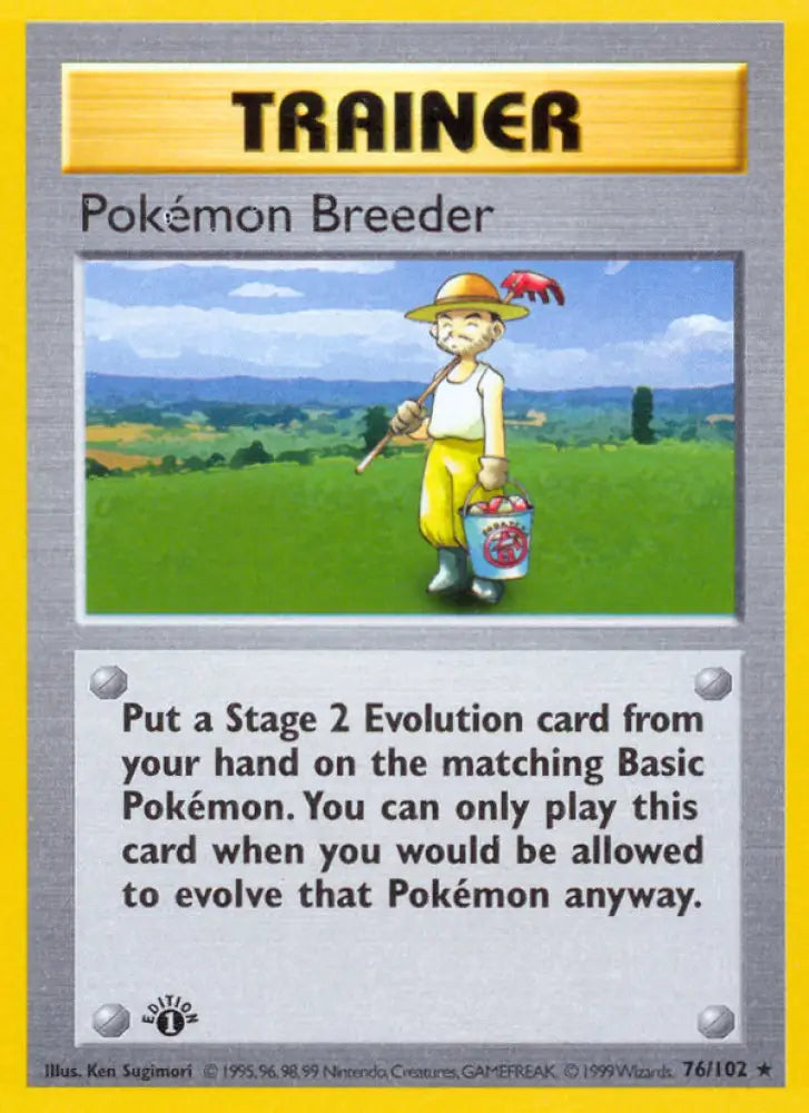 Pokemon Breeder (76/102) (Shadowless) [Base Set 1st Edition] - Pokemon Single