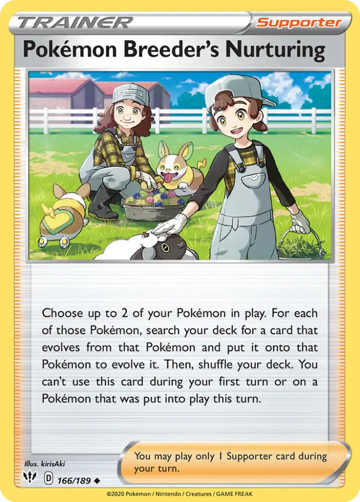 Pokemon Breeder’s Nurturing (166/189) [Sword & Shield: Darkness Ablaze] - Pokemon Single