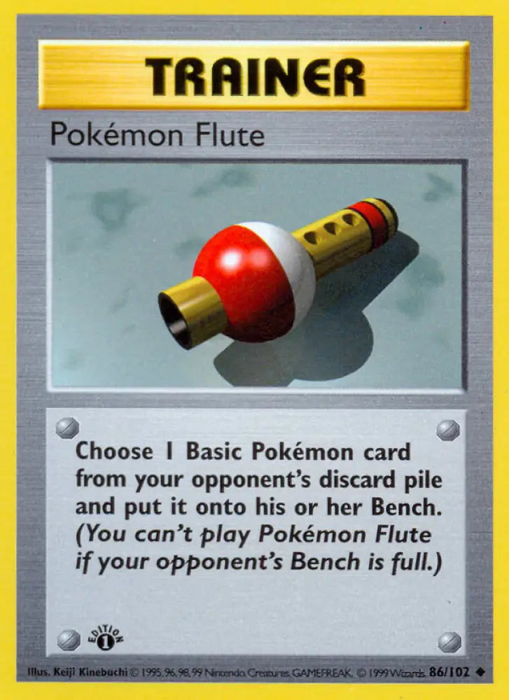 Pokemon Flute (86/102) (Shadowless) [Base Set 1st Edition] - Pokemon Single