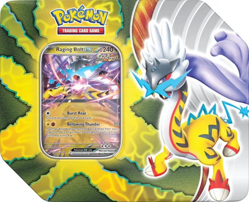 Pokemon Paradox Destinies Tin Raging Bolt EX - Pokémon Sealed