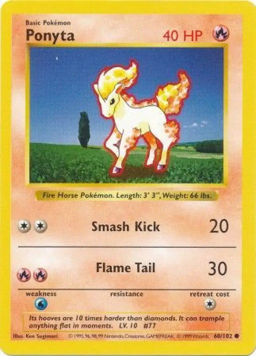 Ponyta (60/102) [Base Set Shadowless Unlimited] - Pokemon Single