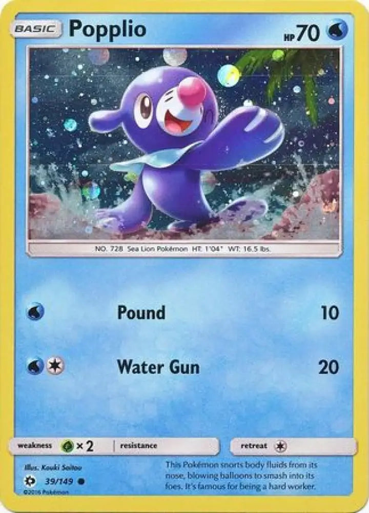 Popplio (39/149) (Cosmos Holo) [Sun & Moon: Base Set] - Pokemon Single
