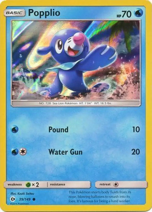 Popplio (39/149) (Water Web Holo) [Sun & Moon: Base Set] - Pokemon Single