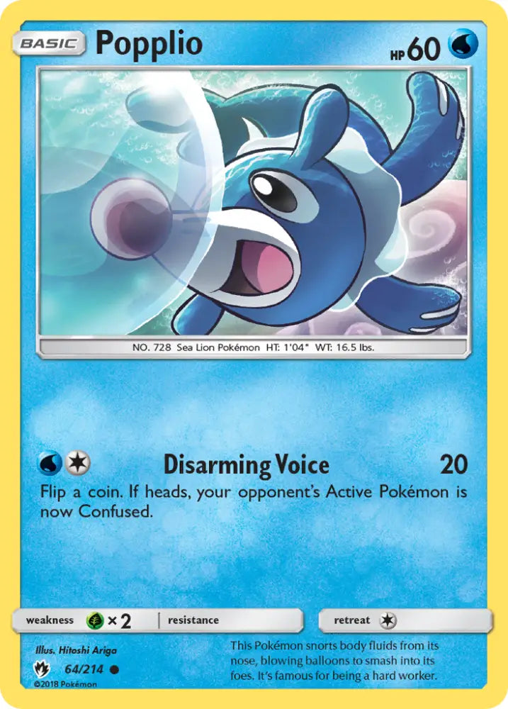 Popplio (64/214) [Sun & Moon: Lost Thunder] - Pokemon Single