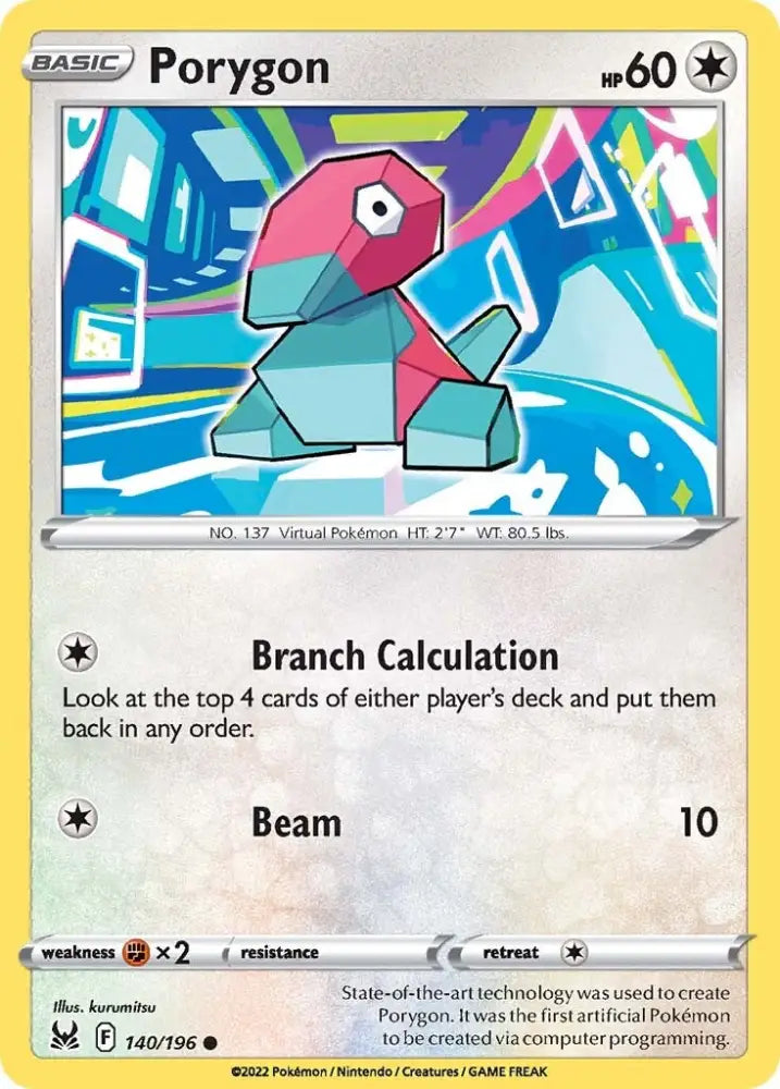 Porygon (140/196) [Sword & Shield: Lost Origin] - Pokemon Single