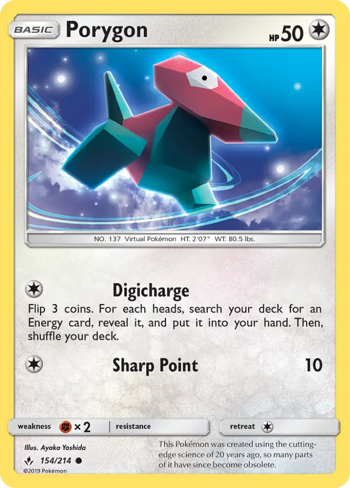 Porygon (154/214) [Sun & Moon: Unbroken Bonds] - Pokemon Single