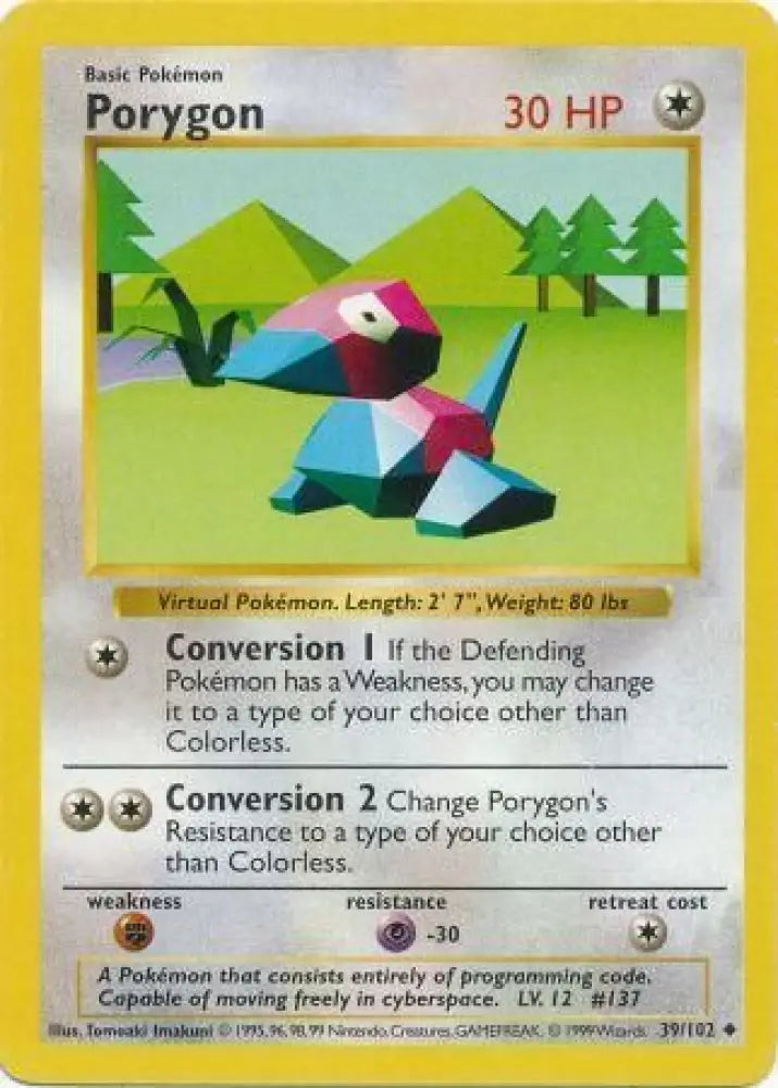 Porygon (39/102) [Base Set Shadowless Unlimited] - Pokemon Single