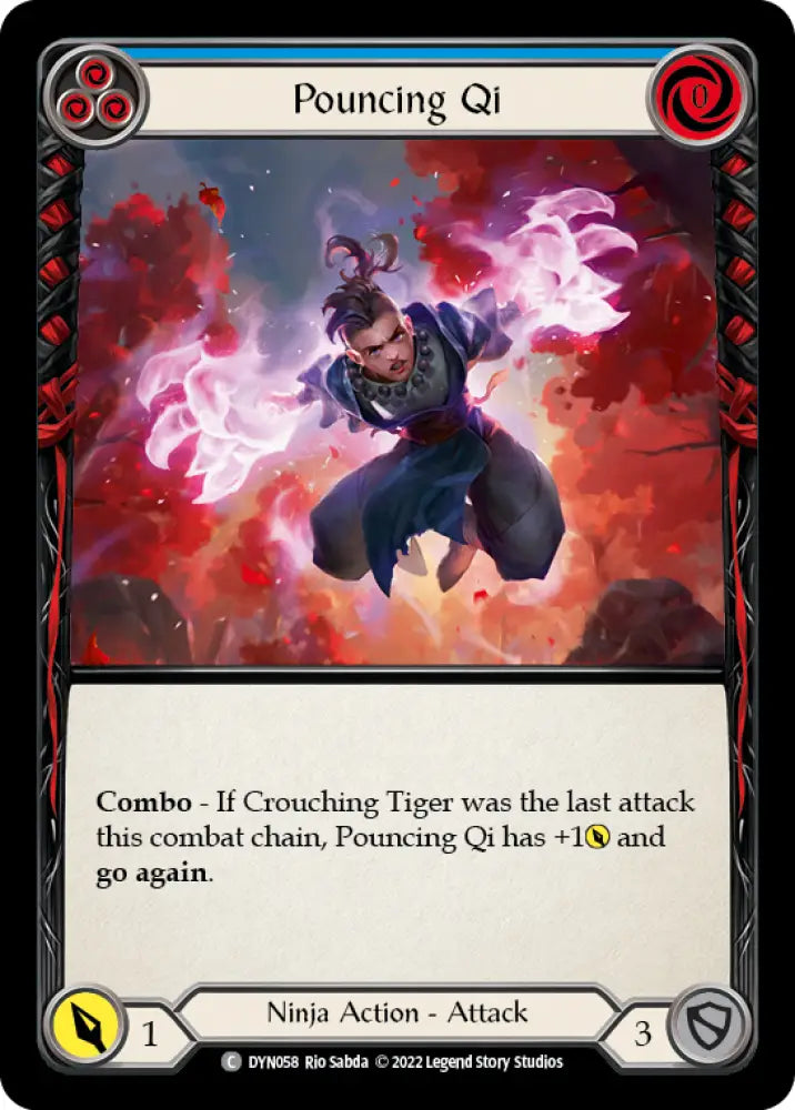 Pouncing Qi (Blue) [Dynasty] Rainbow Foil - Flesh And Blood Single