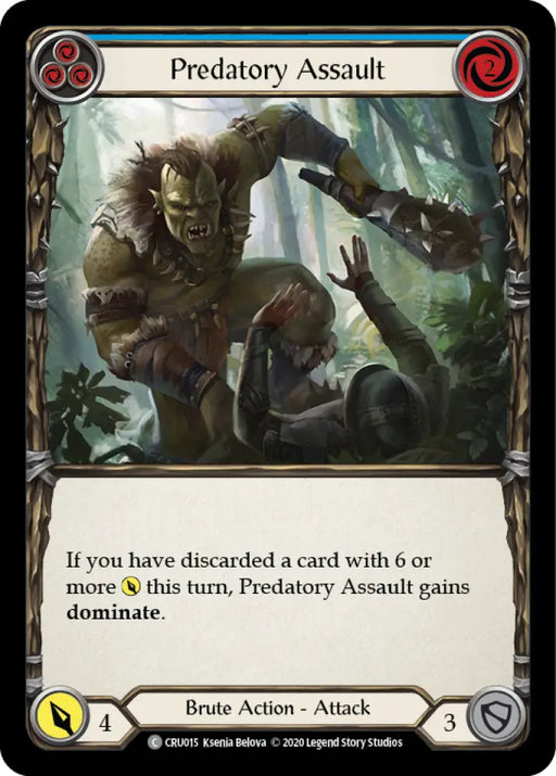 Predatory Assault (Blue) [Crucible of War 1st Edition] 1st Edition Rainbow Foil - Flesh And Blood Single
