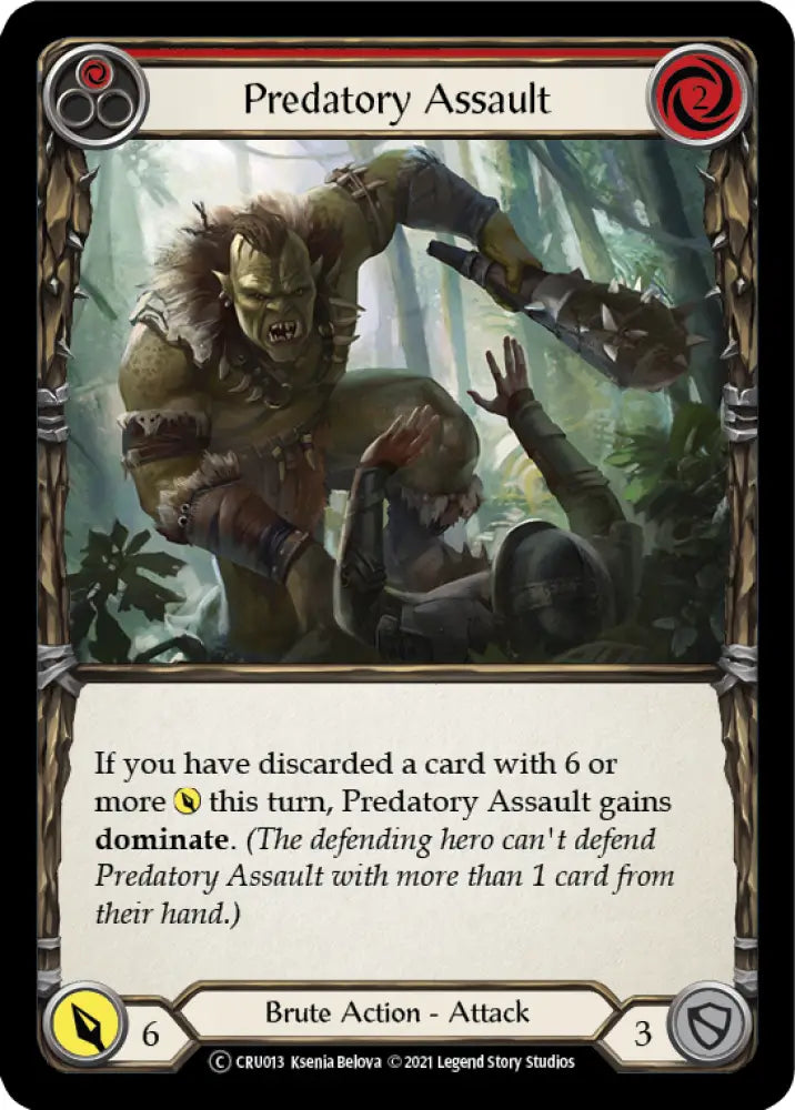 Predatory Assault (Red) [Crucible of War Unlimited] Unlimited Rainbow Foil - Flesh And Blood Single