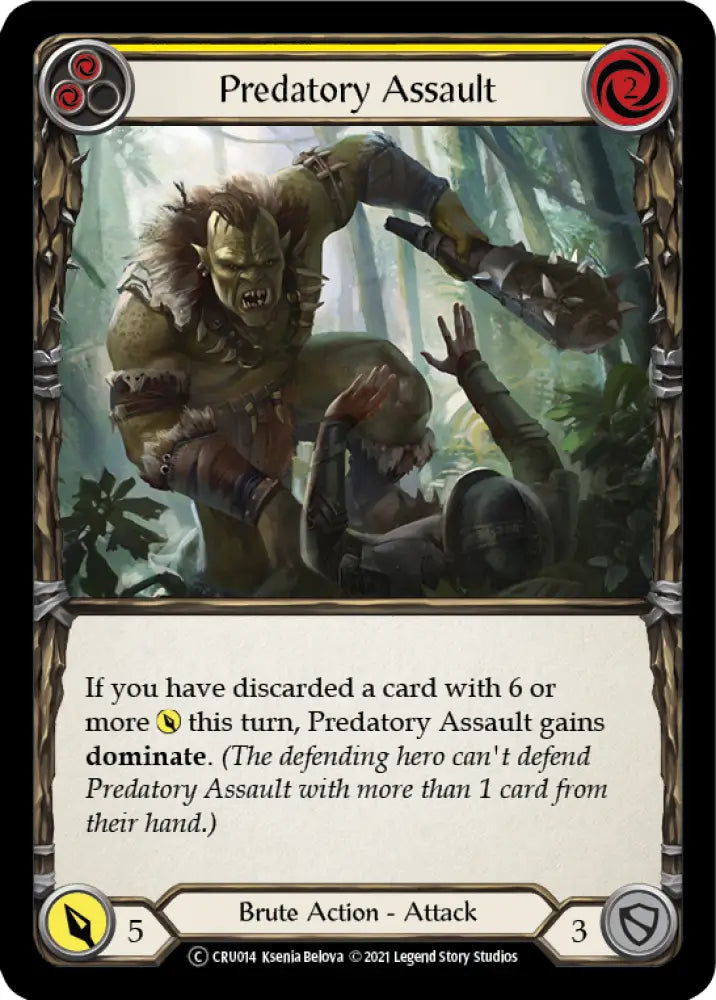 Predatory Assault (Yellow) [Crucible of War Unlimited] Unlimited Rainbow Foil - Flesh And Blood Single