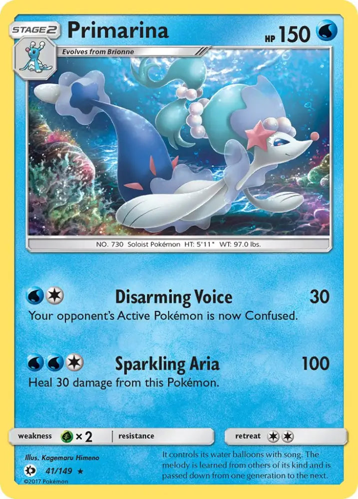 Primarina (41/149) (Theme Deck Exclusive) [Sun & Moon: Base Set] - Pokemon Single