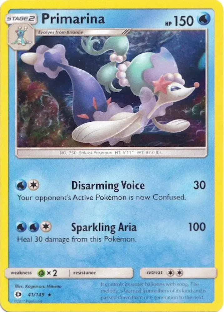 Primarina (41/149) (Water Web Holo) [Sun & Moon: Base Set] - Pokemon Single
