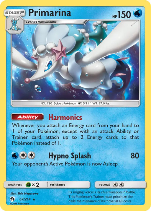 Primarina (67/214) [Sun & Moon: Lost Thunder] - Pokemon Single