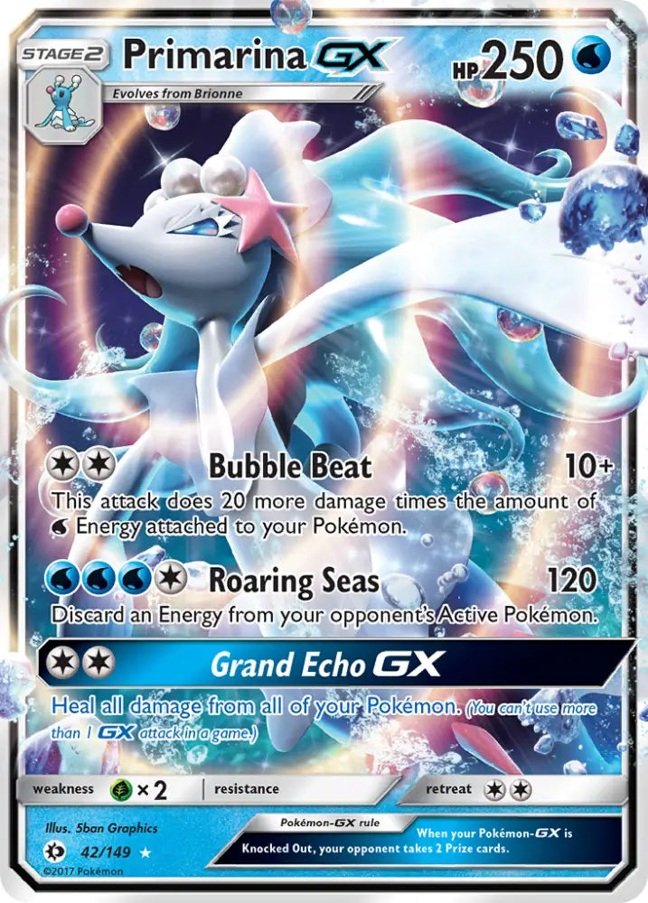 Primarina GX (42/149) [Sun & Moon: Base Set] - Pokemon Single