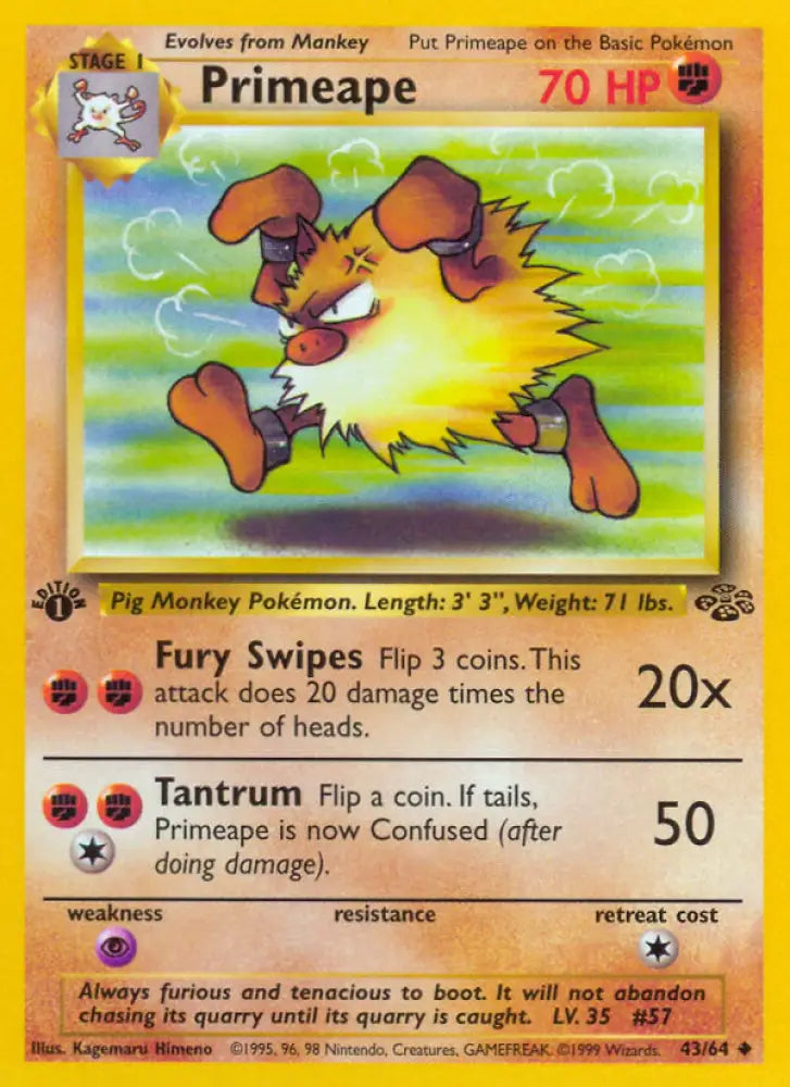 Primeape (43/64) [Jungle 1st Edition] - Pokemon Single