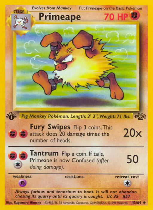 Primeape (43/64) [Jungle 1st Edition] - Pokemon Single
