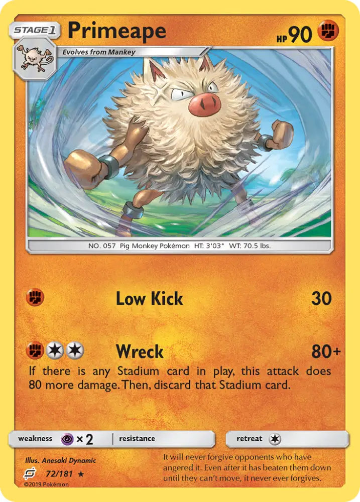 Primeape (72/181) [Sun & Moon: Team Up] - Pokemon Single