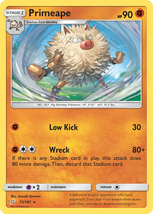 Primeape (72/181) [Sun & Moon: Team Up] - Pokemon Single