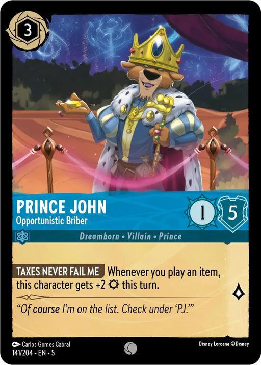 Prince John - Opportunistic Briber (141/204) [Shimmering Skies] - Lorcana Single