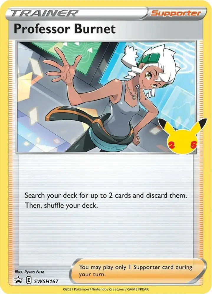 Professor Burnet (SWSH167) (25th Anniversary Stamp) [Sword & Shield: Black Star Promos] - Pokemon Single