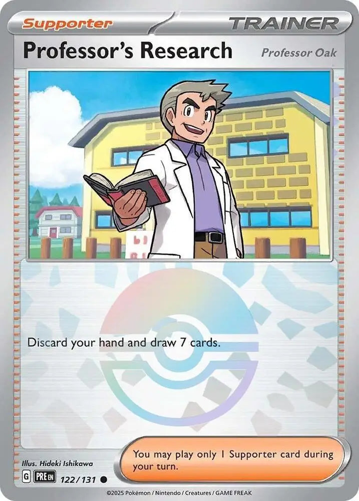 Professor’s Research (122/131) (Professor Oak) (Poke Ball Pattern) [Scarlet & Violet: Prismatic Evolutions] - Pokemon