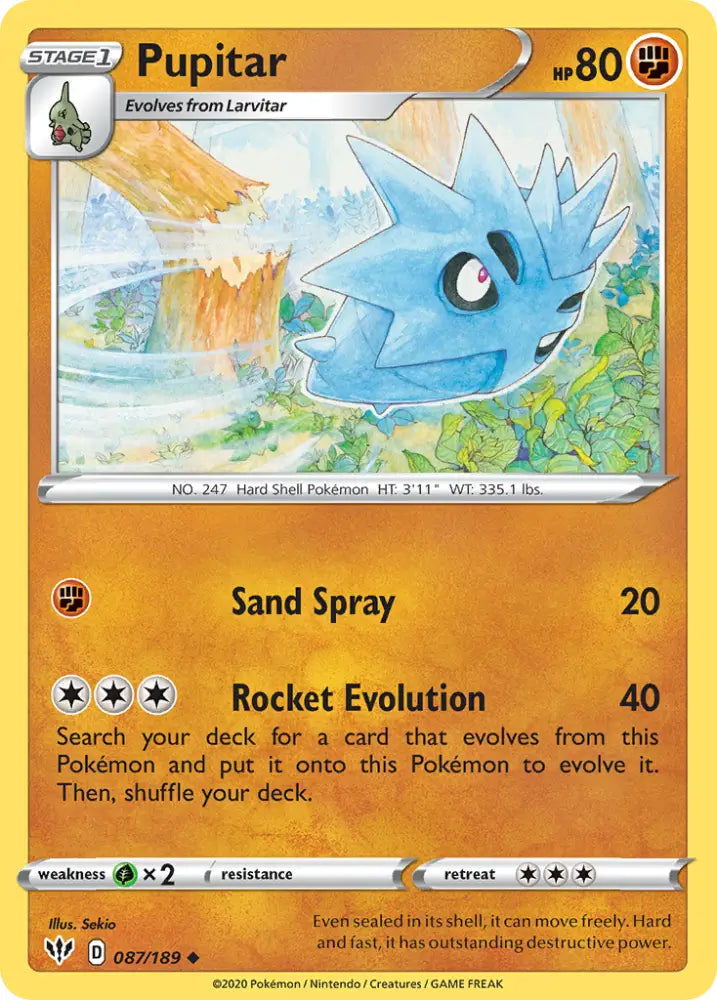 Pupitar (087/189) [Sword & Shield: Darkness Ablaze] - Pokemon Single